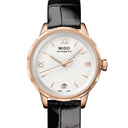 Mido Rainflower White Leather Black M043.207.36.018.00