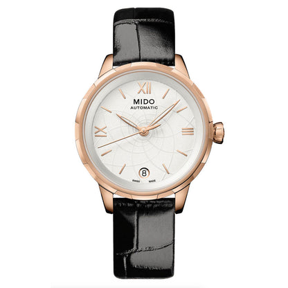 Rainflower 34 mm White Leather Black