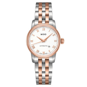 Mido Baroncelli II Lady M7600.9.N6.1 Automatikuhr mit weißem Zifferblatt