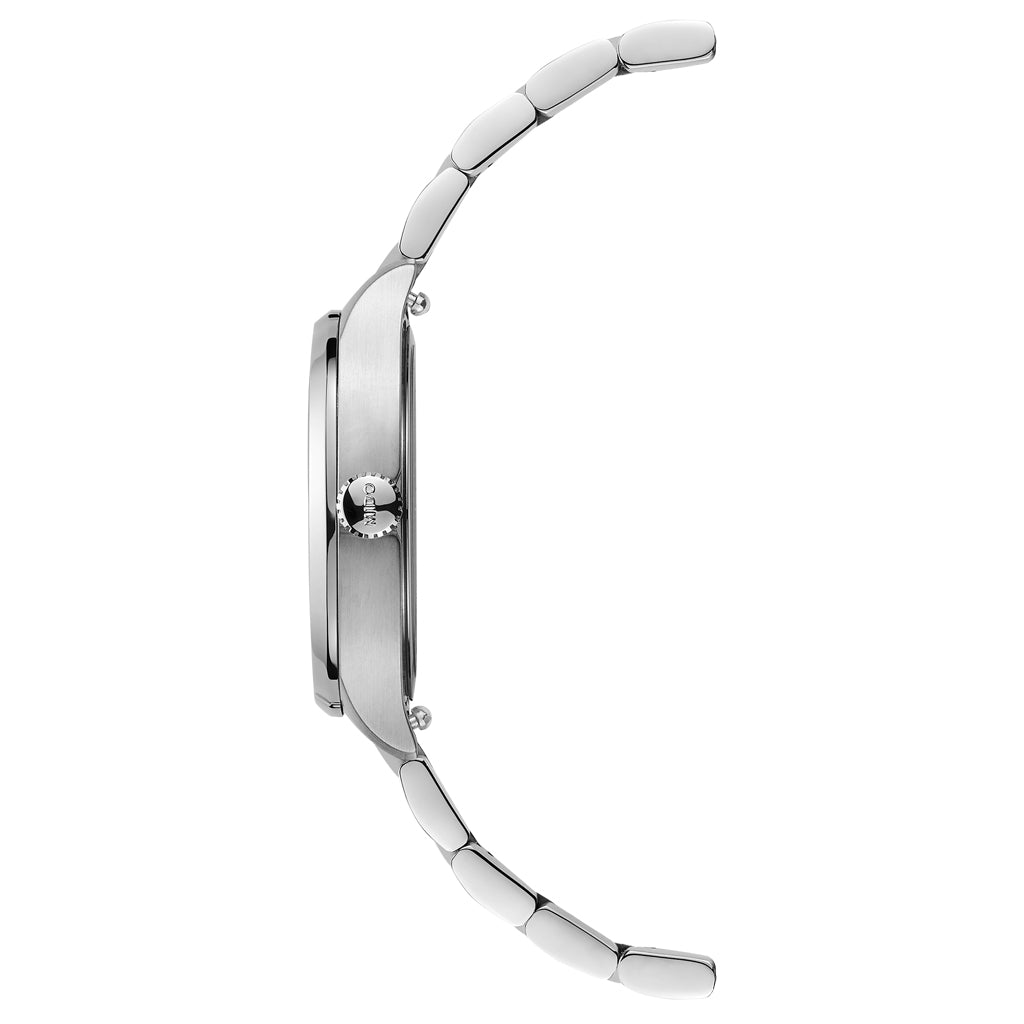 Mido Multifort TV 28 Silver White M049.110.11.263.00 Armbanduhr mit silberfarbenem Edelstahlgehäuse und silberfarbenem Edelstahlarmband