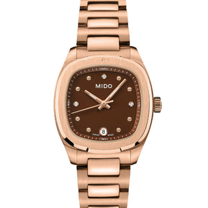 Mido Multifort TV 28 Roségold Diamonds M049.110.33.296.00 Damenuhr mit roségoldfarbenem Edelstahlarmband