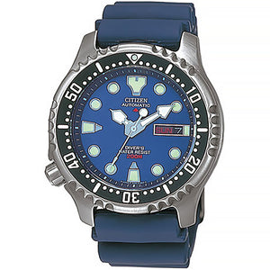 Citizen Promaster Marine NY0040-17LE Zifferblatt Schrägansicht mit Taucherlünette und Tag-Datumsanzeige