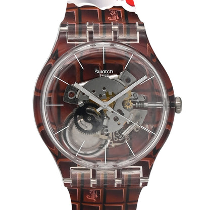Swatch New Gent SWISS CHOCOLATE BAR - Drive In Special Armbanduhr mit braunrotem Silikon/Kautschukarmband