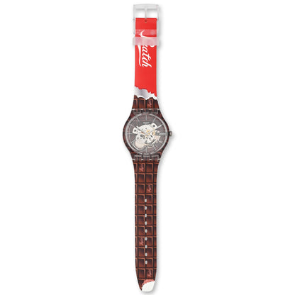 Swatch New Gent SWISS CHOCOLATE BAR - Drive In Special Armbanduhr mit braunrotem Silikon/Kautschukarmband