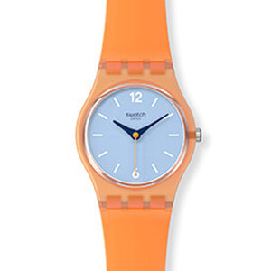 Swatch Damenuhr Lady  View From A Mesa LO116 Damenuhr mit orangetransparentem Kunststoffgehäuse und orangefarbenem Silikonarmband