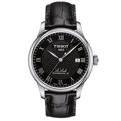 Le Locle 39MM Powermatic 80 Black Leather Black
