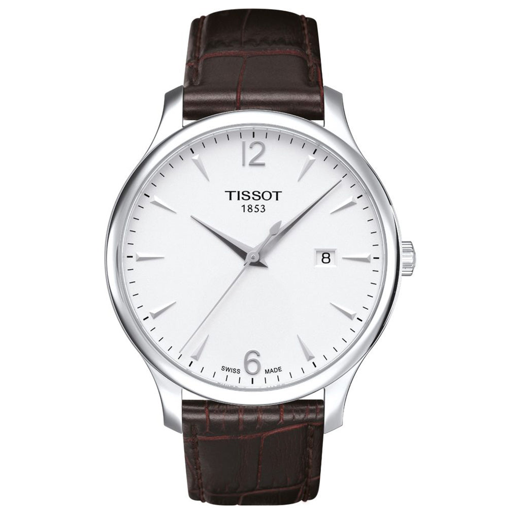 Tradition 42MM Silver Leather Brown