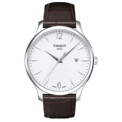 Tradition 42MM Silver Leather Brown