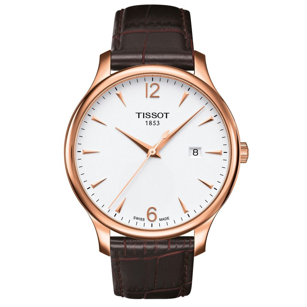 Tradition 42MM White Leather Brown