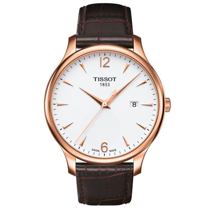 Tradition 42MM White Leather Brown