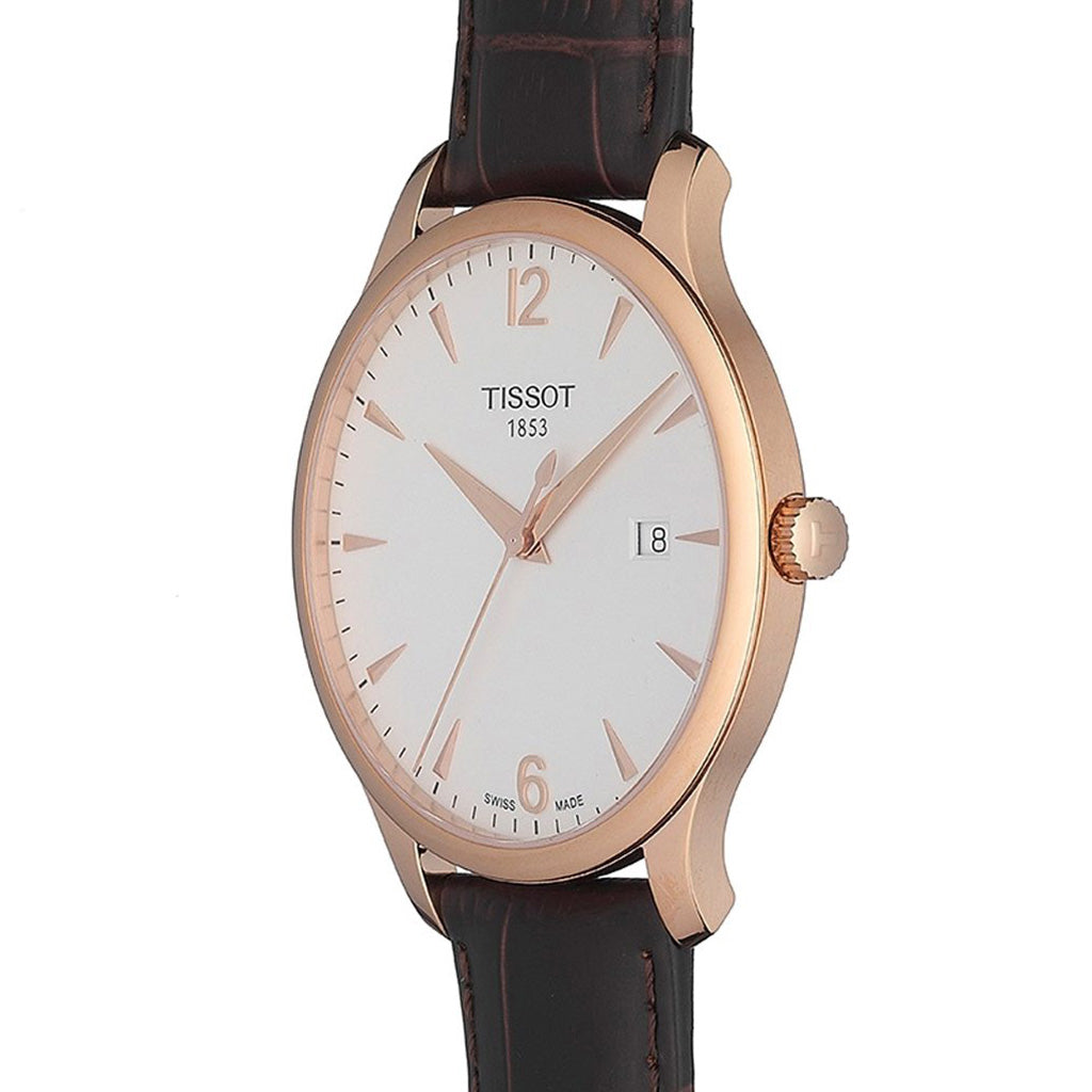Tradition 42MM White Leather Brown
