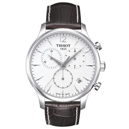 Tradition 42MM Chrono White Leather Brown