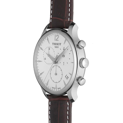 Tradition 42MM Chrono White Leather Brown