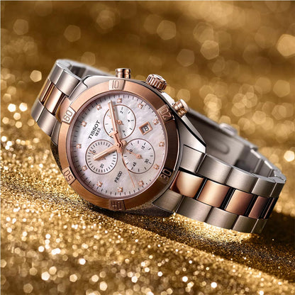 PR 100 38MM Sport Chic Lady Chronograph Diamonds Bicolor
