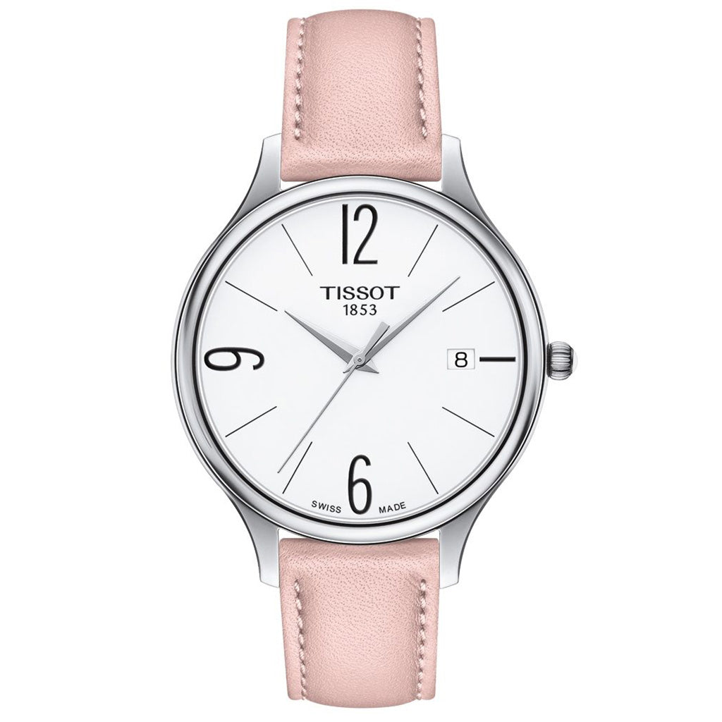 Bella Ora Round 38MM White Leather Blue/Rose
