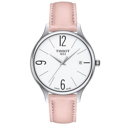 Bella Ora Round 38MM White Leather Blue/Rose