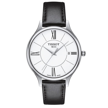 Bella Ora Round 38MM White Leather Black/Red
