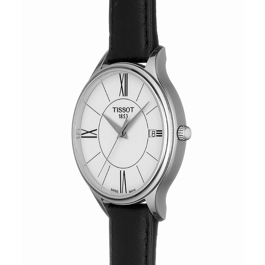 Bella Ora Round 38MM White Leather Black/Red