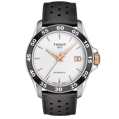 V8 Swissmatic Silver Leather Black