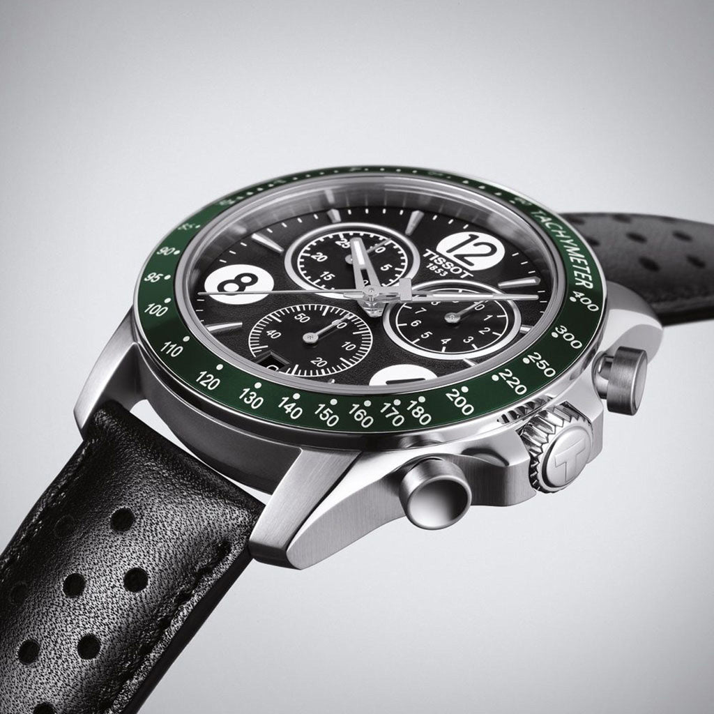V8 Quarz Chrono Black Leather