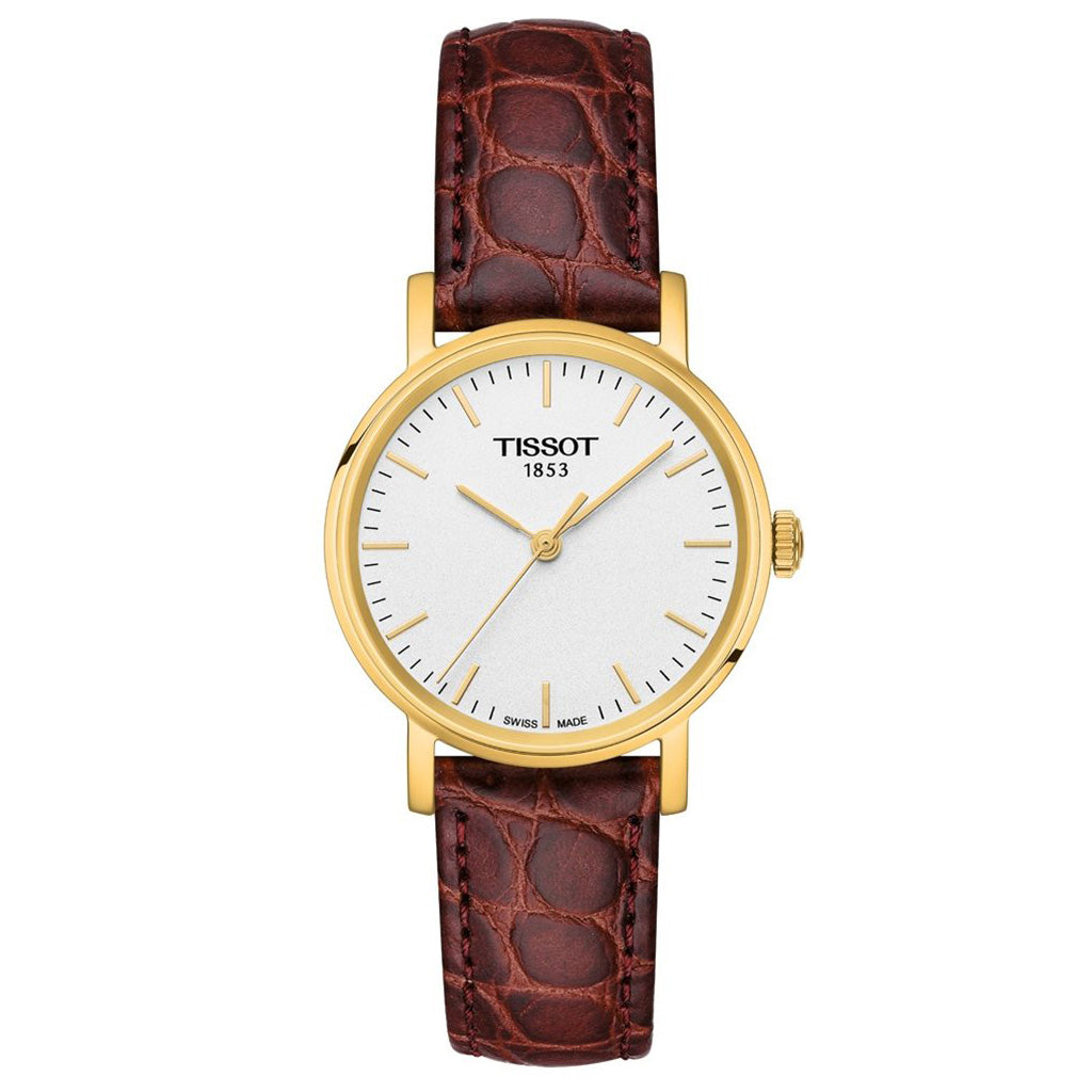 Everytime Small 30MM Gold Leather Brown