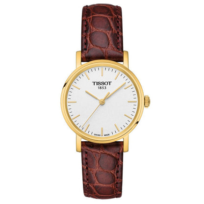 Everytime Small 30MM Gold Leather Brown