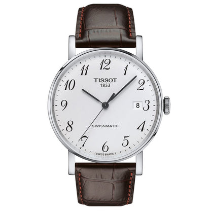Everytime Gent 40MM Swissmatic Silver Leather Brown