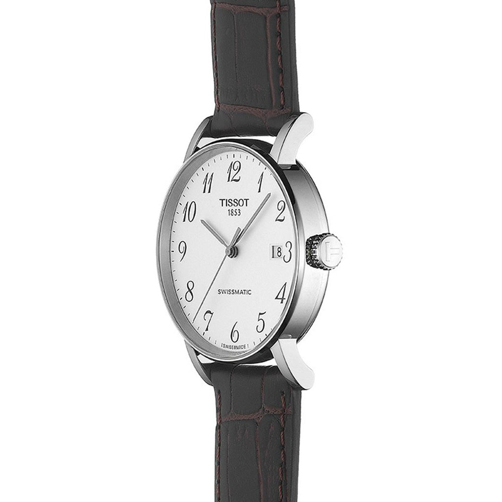 Everytime Gent 40MM Swissmatic Silver Leather Brown