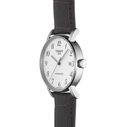 Everytime Gent 40MM Swissmatic Silver Leather Brown