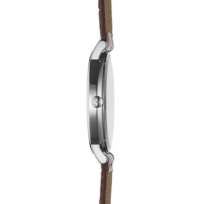 Everytime Medium 38MM Silver Leather Brown