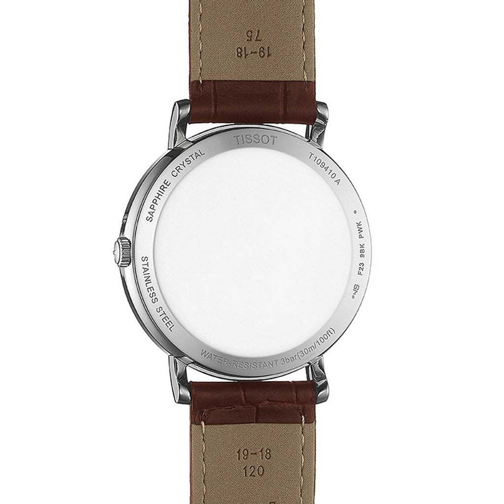 Everytime Medium 38MM Silver Leather Brown
