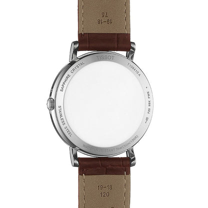 Everytime Medium 38MM Silver Leather Brown