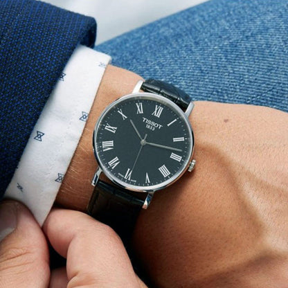 Everytime Medium 38MM Black Leather Black