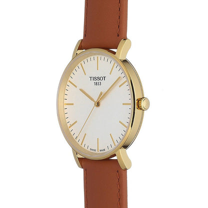 Everytime Medium 38MM Gold Leather Brown