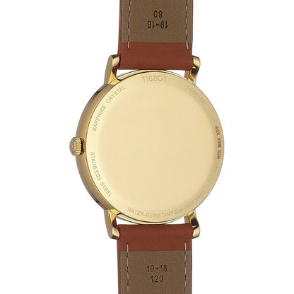 Everytime Medium 38MM Gold Leather Brown