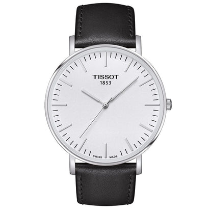 Everytime Large 42MM Silver Leather Black