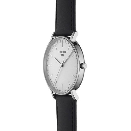 Everytime Large 42MM Silver Leather Black
