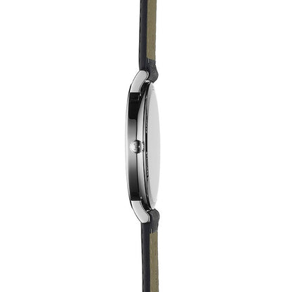 Everytime Large 42MM Silver Leather Black