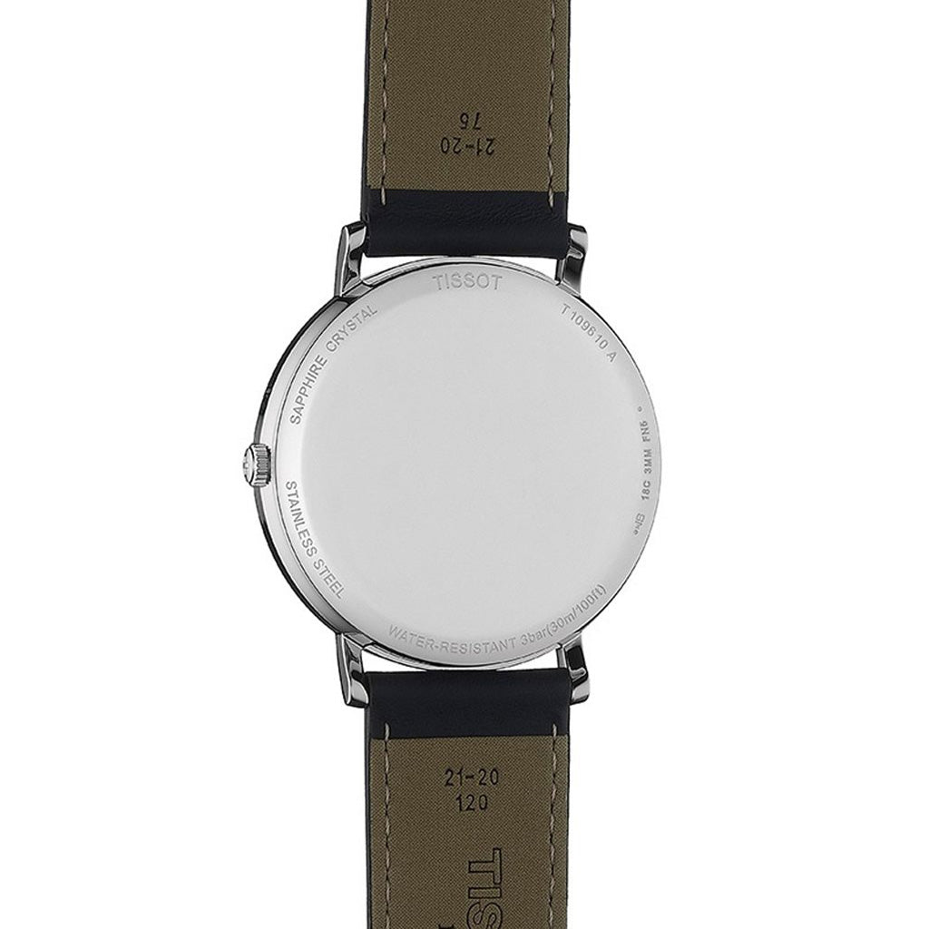 Everytime Large 42MM Silver Leather Black