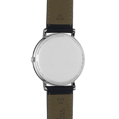 Everytime Large 42MM Silver Leather Black