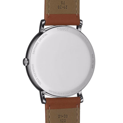 Everytime Large 42MM Silver Leather Brown