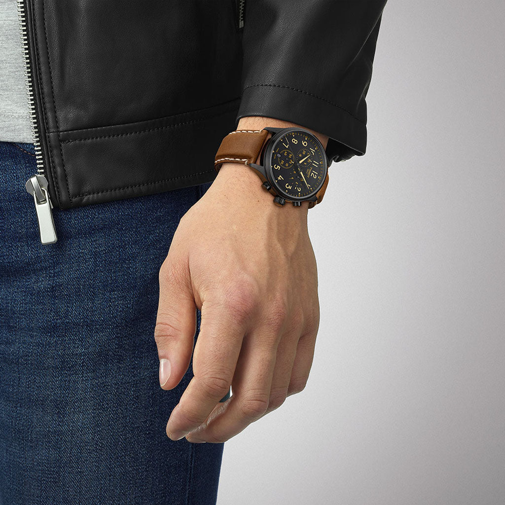 Chrono XL Classic 45MM Vintage Black Leather Brown