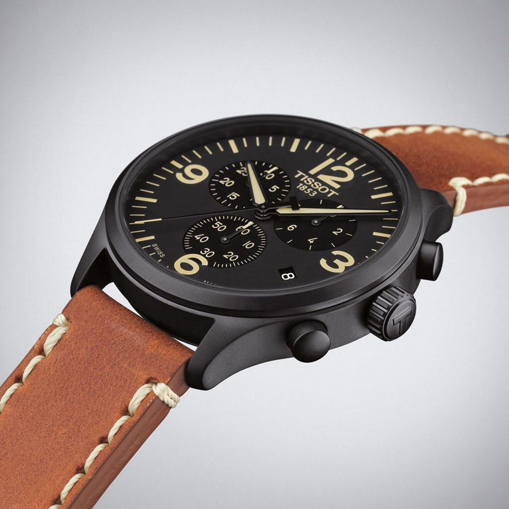 Chrono XL Classic 45MM Black Leather Brown