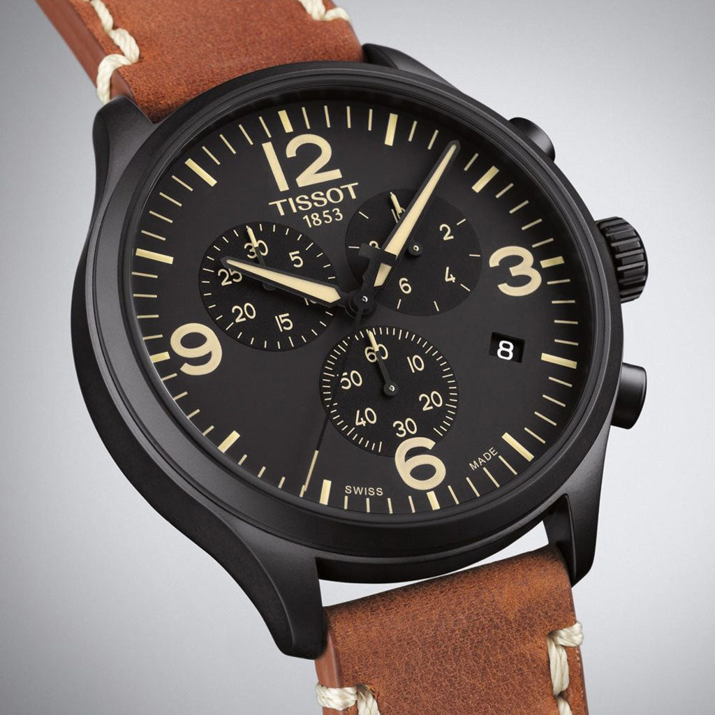 Chrono XL Classic 45MM Black Leather Brown