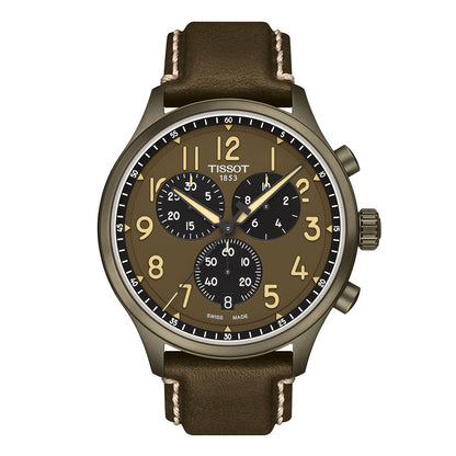 Chrono XL Classic 45MM Vintage Black Leather Khaki