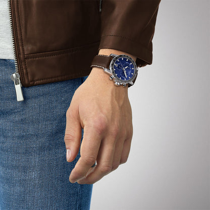 Supersport Chrono 45MM Blue Leather Brown