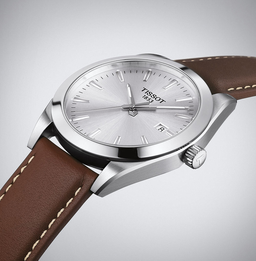 Gentleman 40MM Silver Leather Brown (Ausstellungsstück)