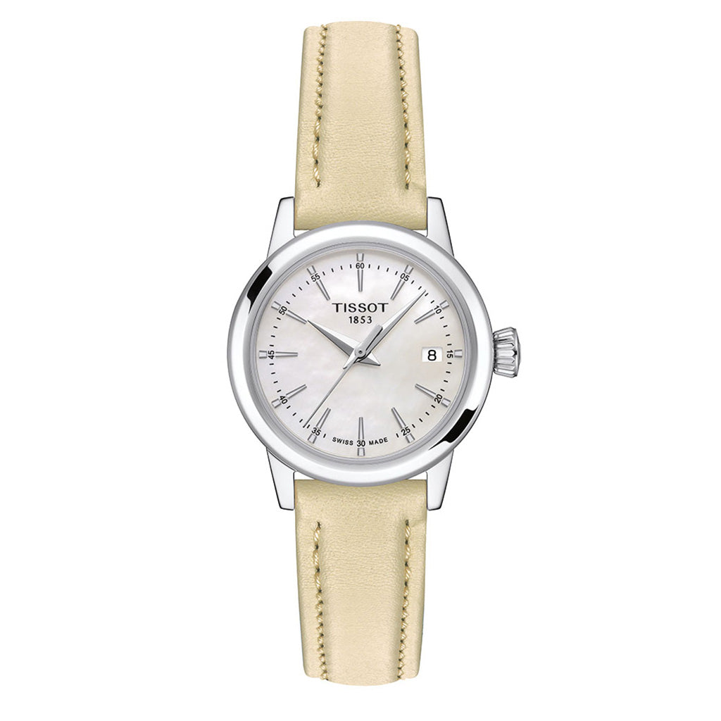 Classic Dream 28MM Lady Silver Leather Beige