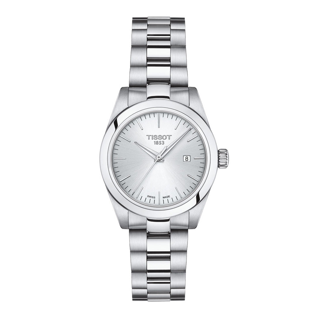 T-My Lady 29MM Silver Metal And Leather Dark Blue