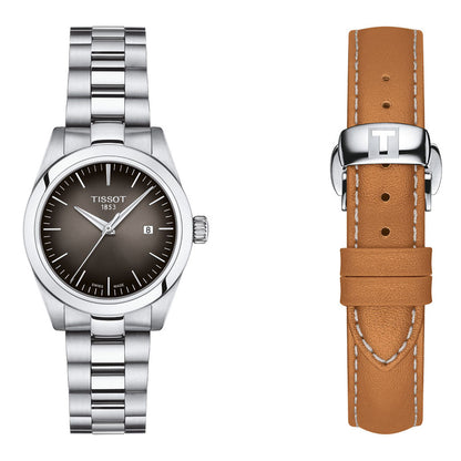 T-My Lady 29MM Anthracite Metal And Leather Brown